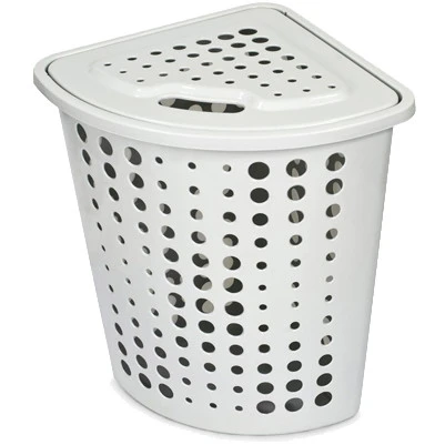 Корзина для белья Молетта 45л угловая с крышкой светло-серая С705СЕР