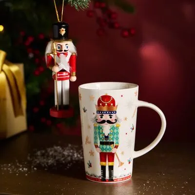 Набор подарочный "ЩЕЛКУНЧИК" (кружка фарфор 385мл+ёлочная игрушка) зеленый в под.уп