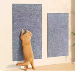 Когтеточка настенная для кошек 60*30см "Счастливый хвост!", цвет светло-серый