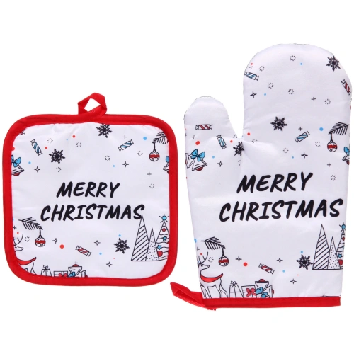 Прихватка в наборе с прихваткой-варежкой "Новогодние мотивы" 25,5*16 см, 17*17 см
