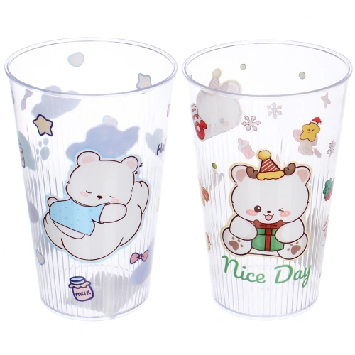 Стакан пластиковый 600мл "Праздник" в наборе 2шт, микс цветов