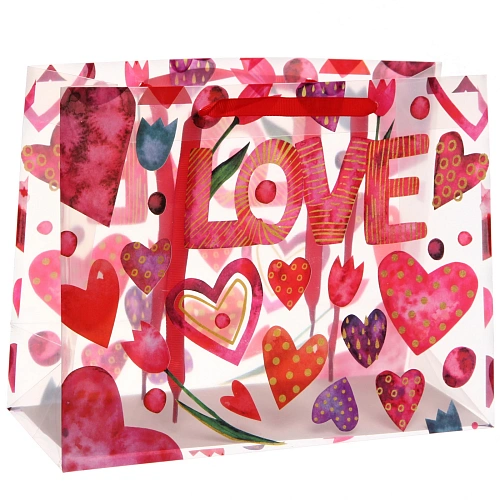 Пакет подарочный "Радость - Любовь" 27*21*11 см