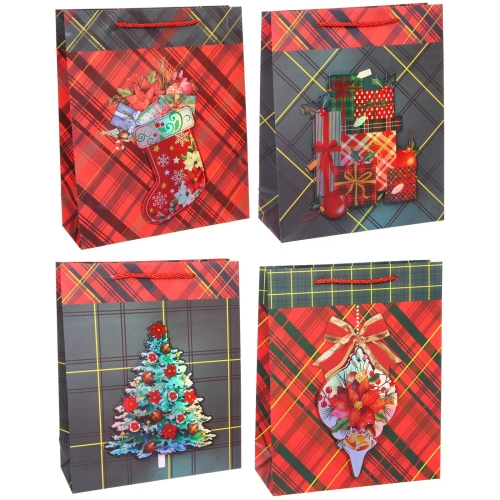 Пакет подарочный "Новогодний стиль" 26*31*10 см, микс
