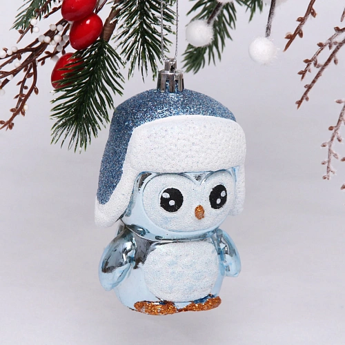 Ёлочная игрушка "Новогодний пингвин" 7*6*11 см, голубой