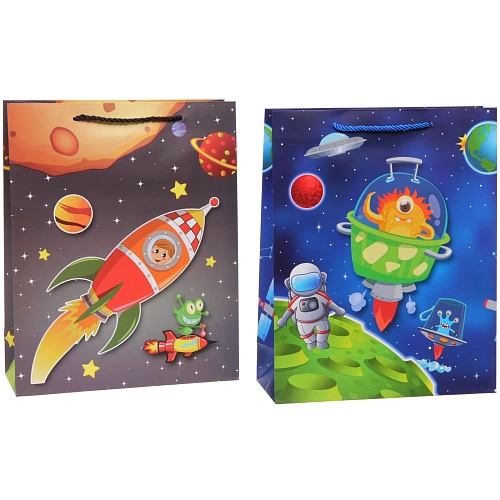 Пакет подарочный Весёлый космос 263210 см, микс_3