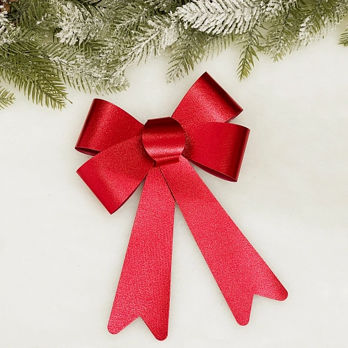 Бант на ёлку "Сказочные блики", Красный