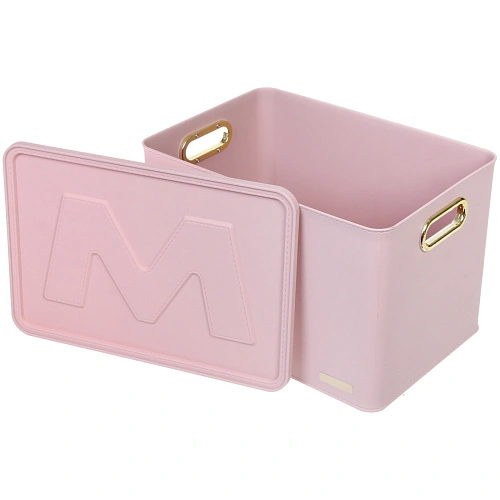 Корзина - органайзер для хранения с крышкой МОНТАЛИ, цвет нежно-розовый, 35,824,823,5см (лейбл Селфи)_5