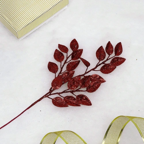 Ветка декоративная "Волшебные листья" 50 см, Красный