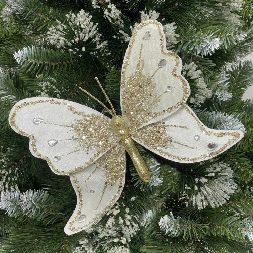 Украшение новогоднее "Искристая бабочка" 19*19 см, Белый