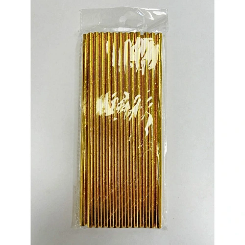 Трубочка для коктейля "Волшебство" 19,5 см d-6 мм (набор 25 шт), Золото