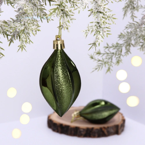 Ёлочные игрушки "Таинственное очарование" Капля 8 см (набор 2шт), изумруд