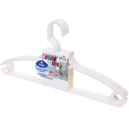 Плечики пластиковые ребристые 4шт ИДЕЯДОМА, цвет белый, 3820см (Селфи)_3