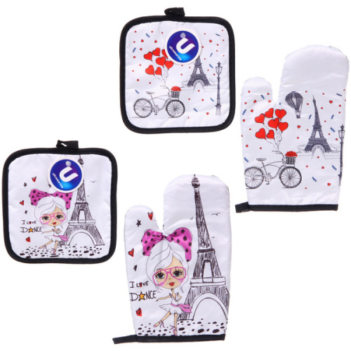 Прихватка в наборе с прихваткой-варежкой "Paris", 25,5*15,5 см и 17*17 см, микс
