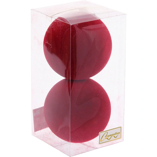 Набор шаров VELOUR Нежный бархат 8 см (набор 2 шт), Рубин_4