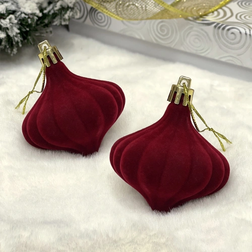 Набор ёлочных украшений VELOUR "Волшебная юла" 8 см (набор 2 шт), Рубин