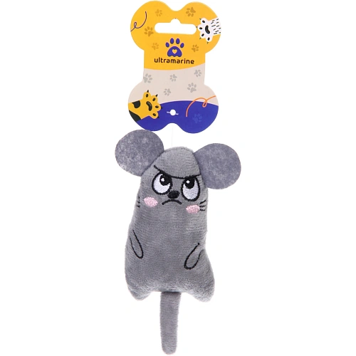 Игрушка для кошек мягкая "Мышка", цвет серый, 15*6,5*2см/10гр (лейбл)✦