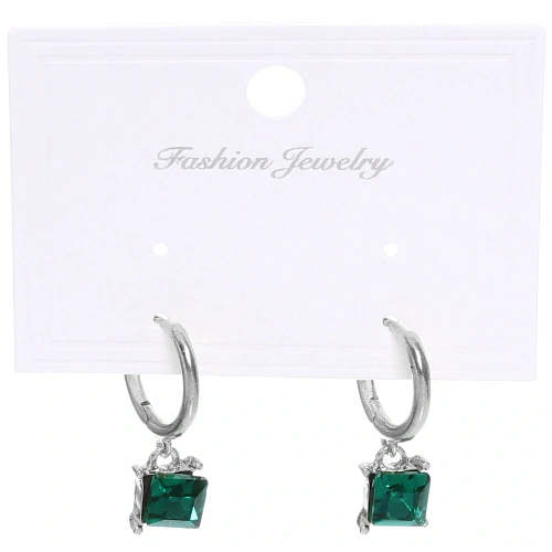 Серьги из гиппоалергенного сплава ЛАТТИ, глубокий зеленый, цвет серебро и золото, 2,5см_6