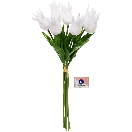 Цветы искусственные "Natur" 37см Тюльпаны 7шт белые