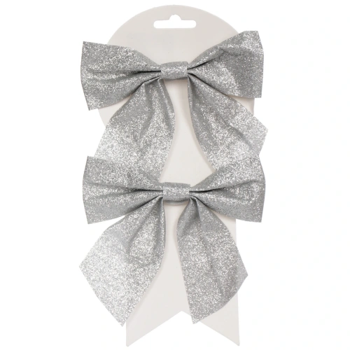 Бант на ёлку "Зимнее очарование" 15*15 см (набор 2 шт), Серебро