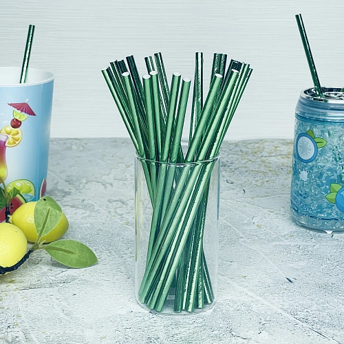 Трубочка для коктейля "Волшебство" 19,5 см d-6 мм (набор 25 шт), Зеленый