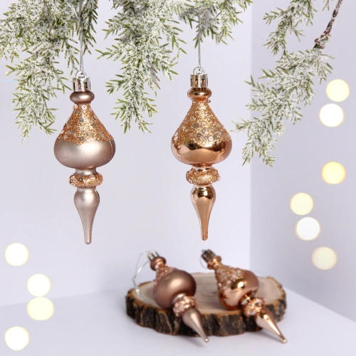 Елочные украшения "Glamour" 10 см (набор 4 шт), Шампань