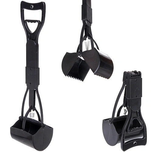 Совок - ковш для уборки за животными "Безконтактный", цвет черный, 60*30*13,5см (лейбл)