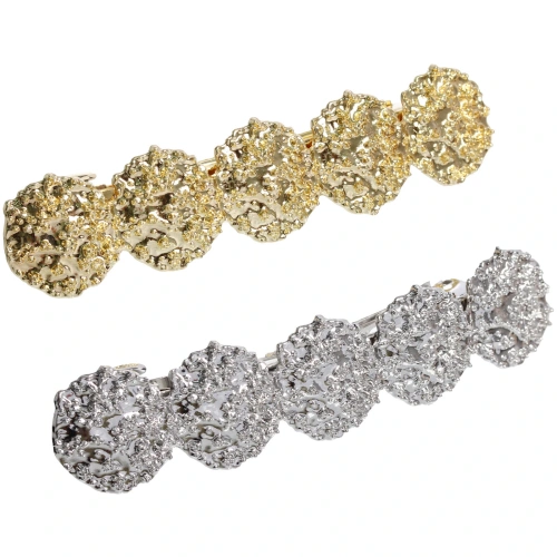 Заколка-автомат для волос "AKS - DesignPRO", круги, цвет золото и хром, 9*2см●