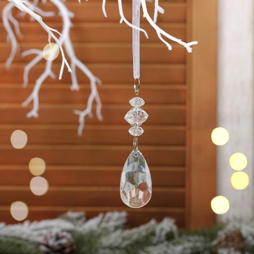 Украшение новогоднее "Сияющая капля" 10 см, Прозрачный