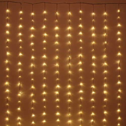 Гирлянда для дома ЗАНАВЕС "Водопад" ш3,0* в2,5 м 360 ламп LED, прозрач.пров, 8 реж, IP-20, Теплый белый (возможность соединения)