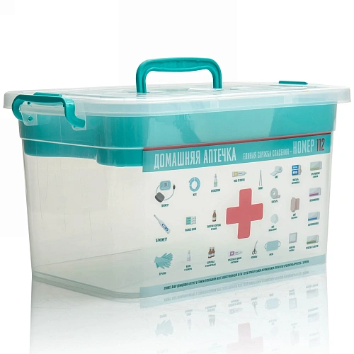 Контейнер для аптечки с вкладышем "ДОМАШНИЙ ДОКТОР", 35,5*23,5*19см, 10л