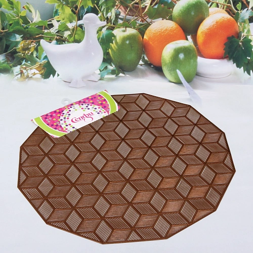 Салфетка плетеная 38см Кубики терракот_3