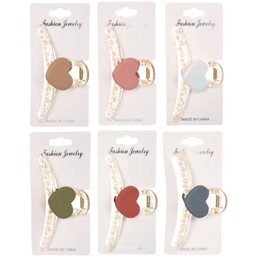 Заколка - краб для волос на блистере "LAVE", шесть цветов в ассортименте, 11см  