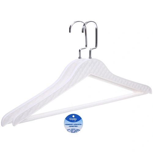 Плечики для одежды 2шт ФРАТТО, цвет белый, 4424см (Лейбл Селфи) имитация под кожу_4