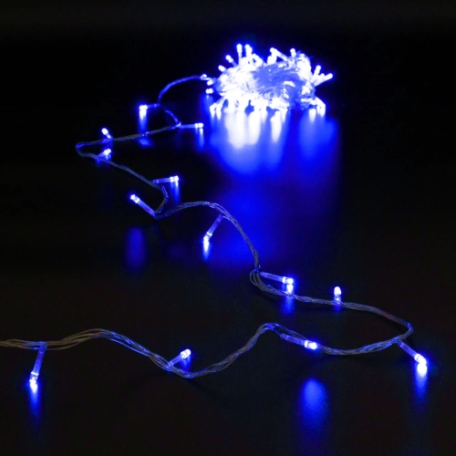 Гирлянда для дома  2,5м 24 лампы LED прозрач.пров.,8 реж, IP-20, Синий