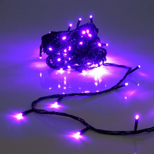 Гирлянда для улицы 11м 120 ламп LED чёрный провод, 8 реж, IP-54, Фиолетовый (возможность соединения)