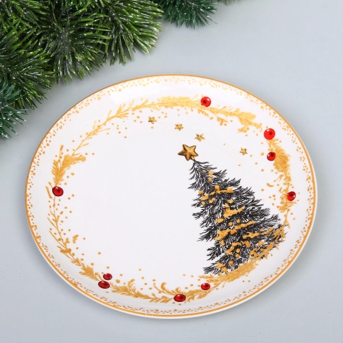 Тарелка керамическая "Новогодний шик" 17,5см