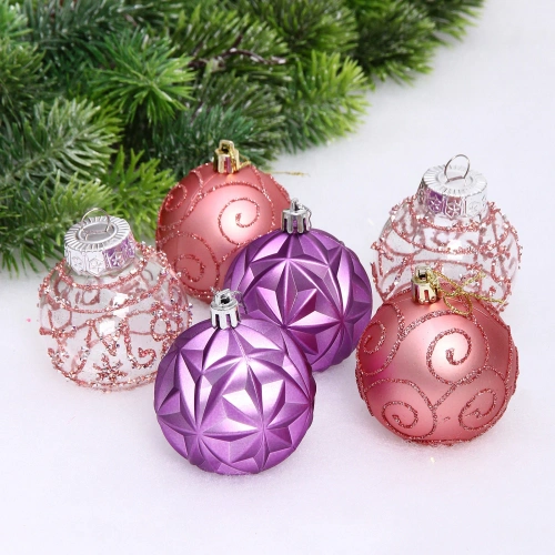 Набор шаров "Фантазия" 6 см (в наборе 6 шт), Сиреневый, лаванда