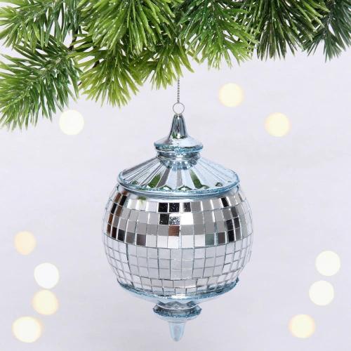 Елочная игрушка "Новогодняя дискотека" 8*8*13 см, голубой