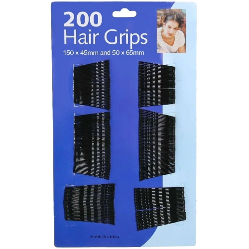Невидимки для волос 180-200шт "Hair Grips", цвет черный, 4см 
