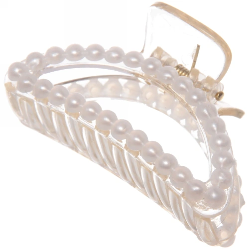 Заколка-краб для волос на блистере "Diana Collection - Olympia", цвет белый, 6см 