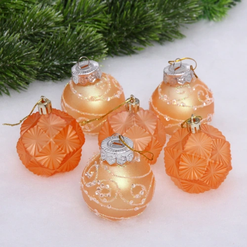 Набор шаров 6 см "Зима - искусница" (в наборе 12 шт), Янтарь