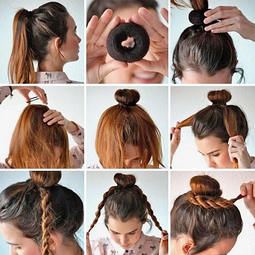 Заколка-валик для создания пучка d-10см, цвет черный (лейбл Стиль в деталях)_9