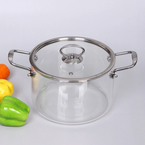 Кастрюля из боросиликатного стекла 3,5л Хай-Тек с металлическими ручками_16