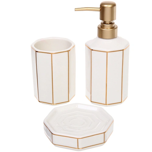 Набор для ванной из 3-х предметов керамический Грани белый_3