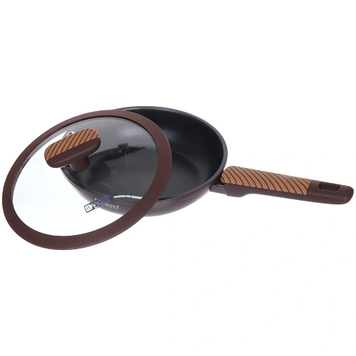 Сковорода BAROLY CHOCOLATE 20см индукционная с крышкой, бакелитовая ручка_3