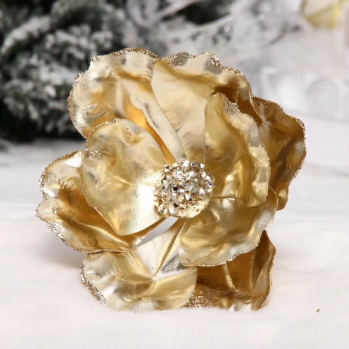 Украшение новогоднее "Пуансеттия - Зимний сон" 15 см, Золото