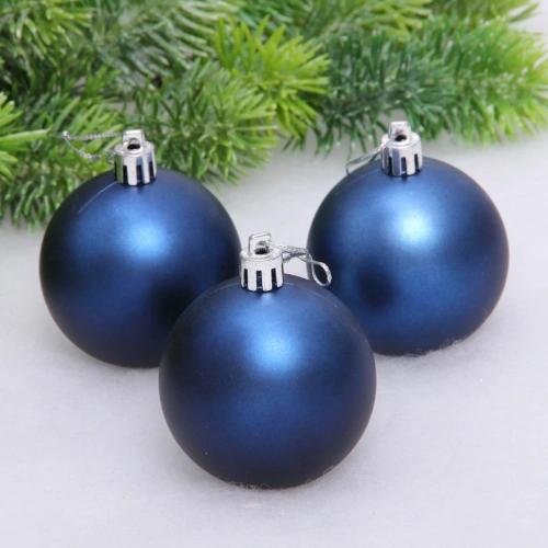 Новогодние шары 6 см (набор 3 шт) "Матовый", сапфир