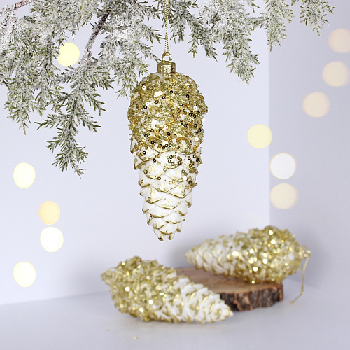 Ёлочные игрушки VERSAILLES "Орион" 14*6 м (набор 3 шт), Золото