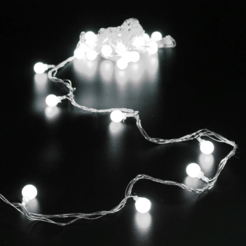 Гирлянда для дома   4м 30 ламп LED с насадками ШАРЫ 1,6 см, прозрачн. пров. 8 реж, IP-20 Белый (возможность соединения) (ПЕРВАЯ ЦЕНА)