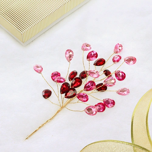 Ветка декоративная "Сказочные переливы" 23 см, Розовый/Рубин